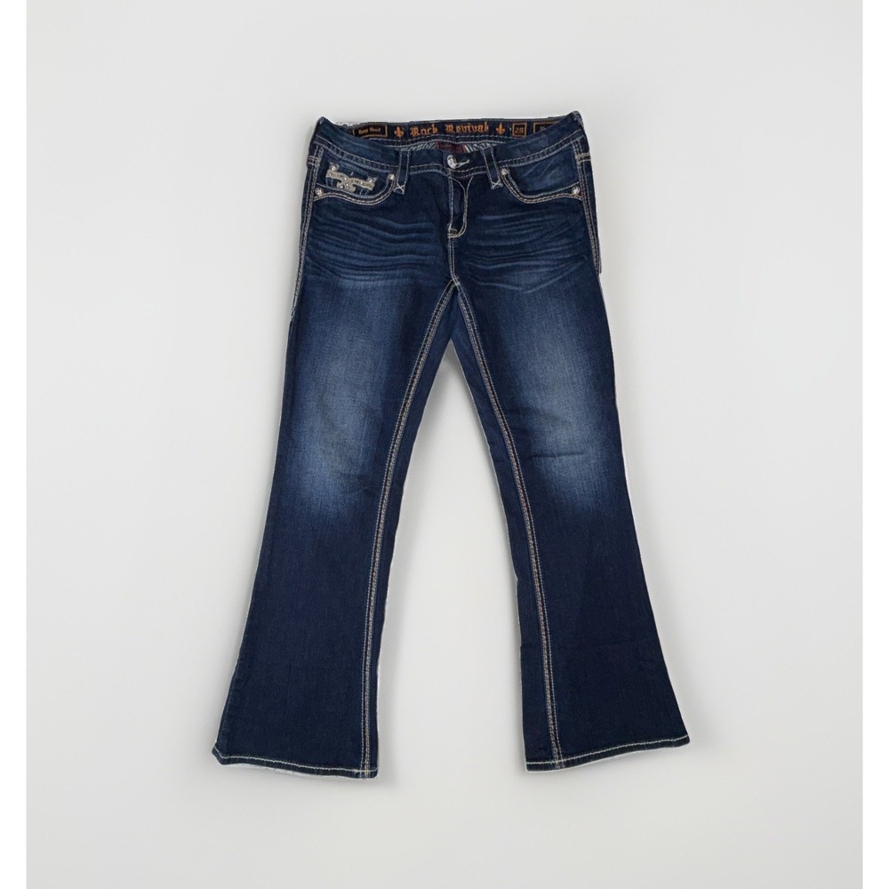 Rock Revival Sherry Easy Boot Embellished Women's Jeans Size 29 Low Rise 33x30